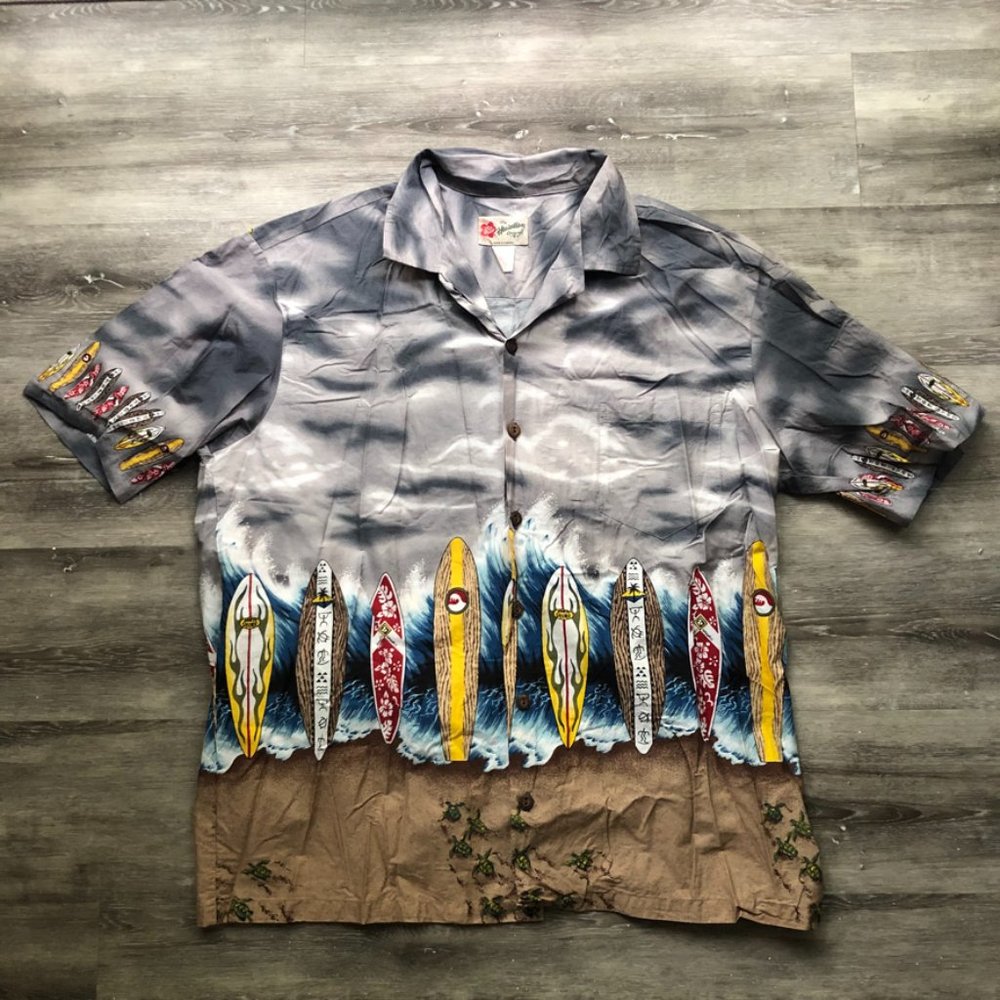 Hilo Hattie Original North Shore Surf Hawaiian Aloha Shirt Men's Size XL